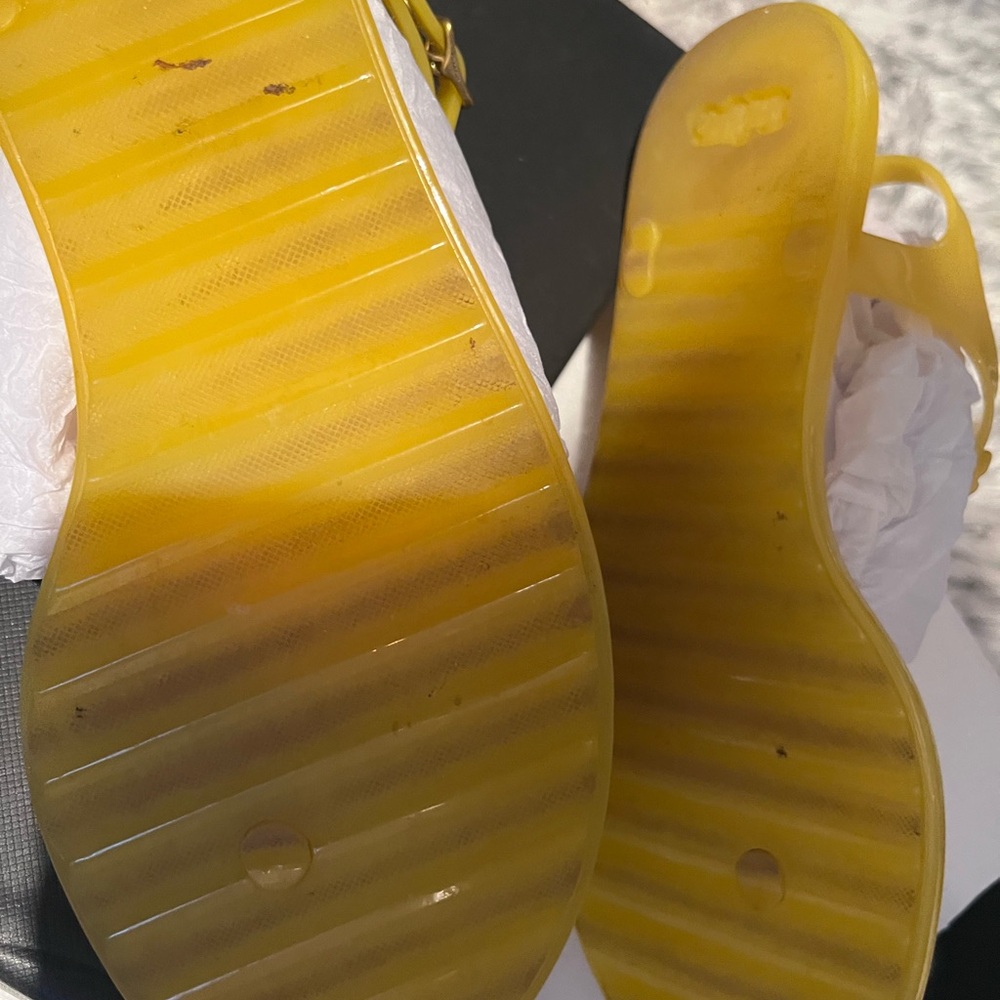 Coach Yellow Floral Jelly T-Strap Sandals - Picture 3 of 4